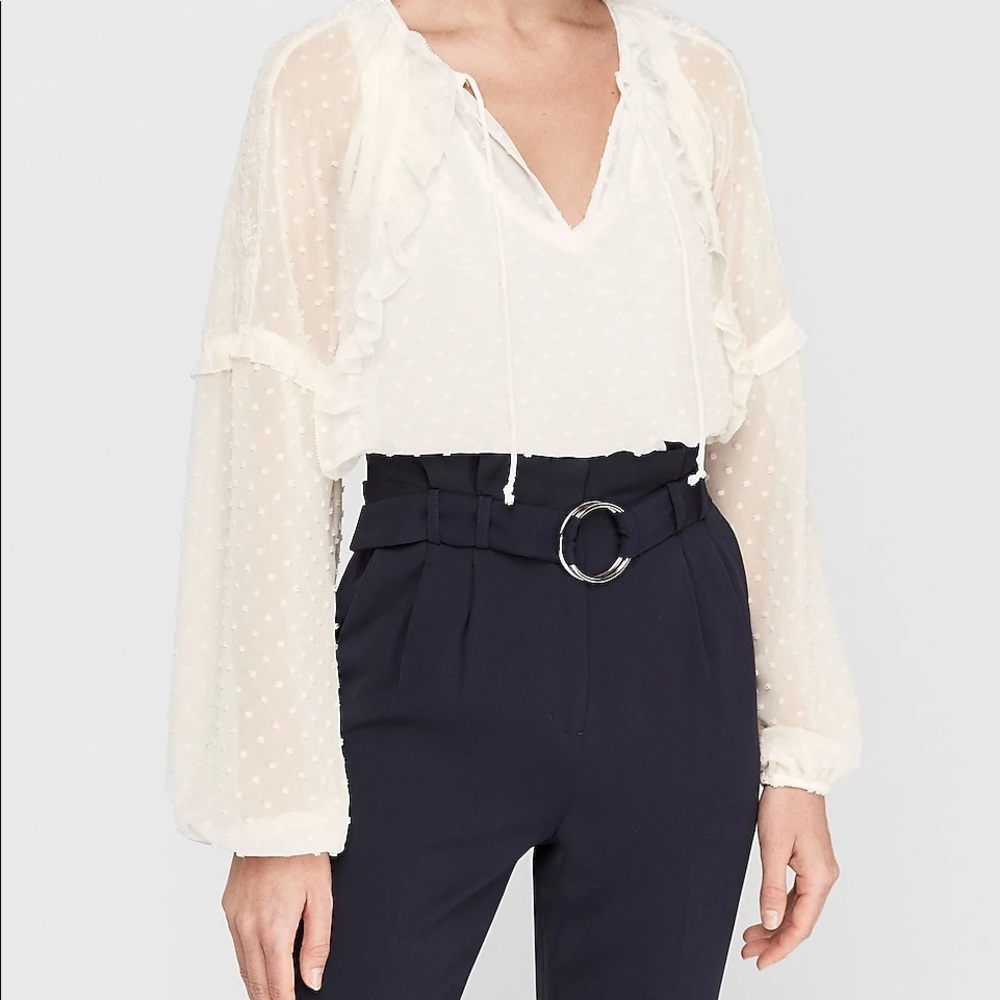 Sheer Ruffled Clip Dot Top
